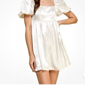 TCEC Satin Babydoll Dress White Sz M